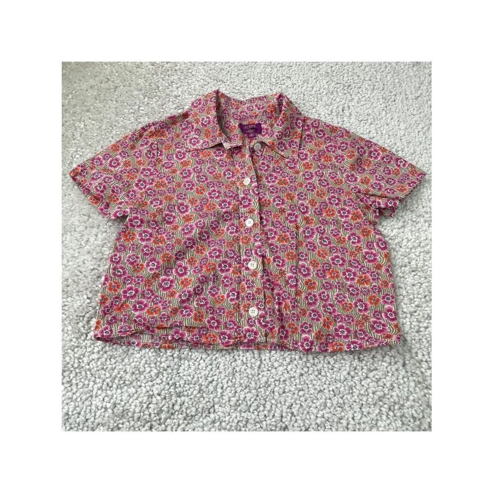 J Crew Cropped Gamine Shirt Liberty Ellie Floral Pink Womens 6 - Picture 2 of 8